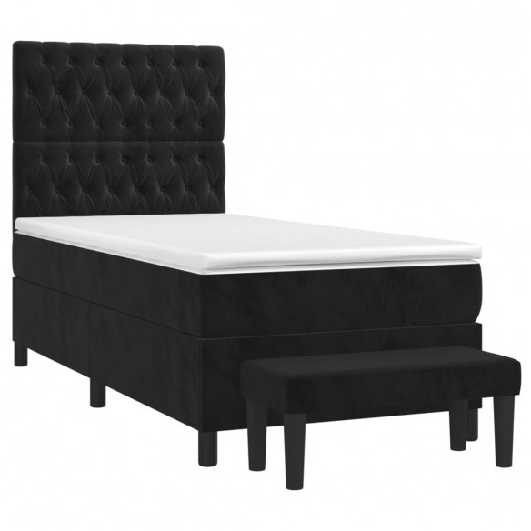 Cadre de lit avec matelas Noir 100x200 cm Velours