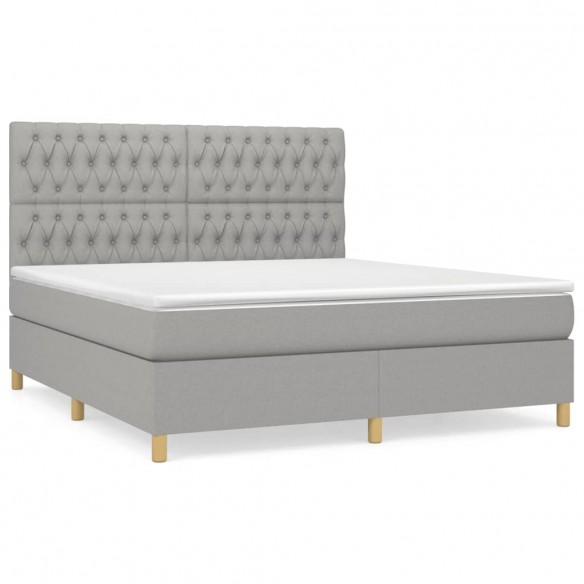 Cadre de lit avec matelas Gris clair 180x200cm Tissu