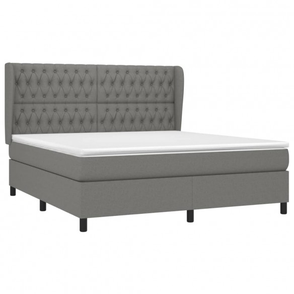 Cadre de lit avec matelas Gris foncé 180x200cm Tissu