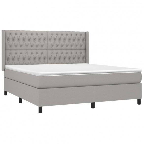 Cadre de lit avec matelas Gris clair 180x200cm Tissu