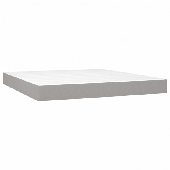 Cadre de lit avec matelas Gris clair 180x200cm Tissu