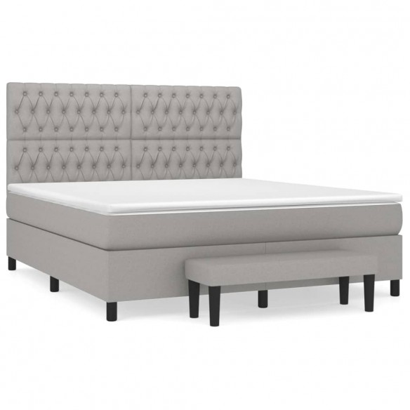 Cadre de lit avec matelas Gris clair 180x200cm Tissu