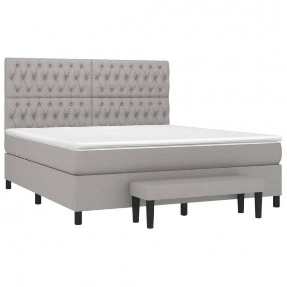 Cadre de lit avec matelas Gris clair 180x200cm Tissu