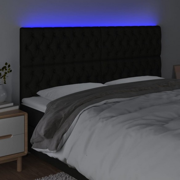 Tête de lit à LED Noir 200x7x118/128 cm Tissu
