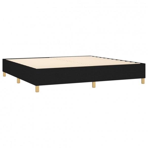 Cadre de lit matelas et LED Noir 200x200 cm Tissu