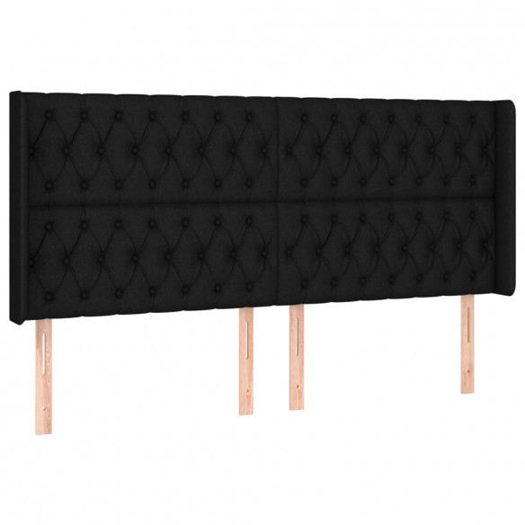 Sommier à lattes de lit matelas et LED Noir 200x200 cm Tissu