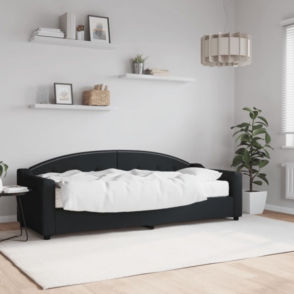 Lit de jour avec matelas noir 80x200 cm tissu