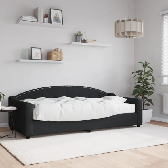 Lit de jour avec matelas noir 90x200 cm tissu