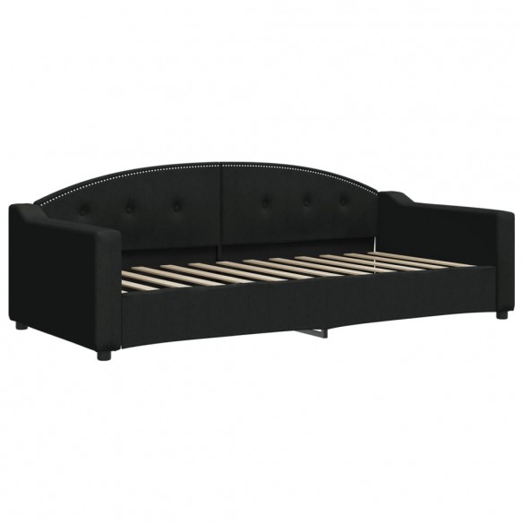 Lit de jour avec matelas noir 90x200 cm tissu