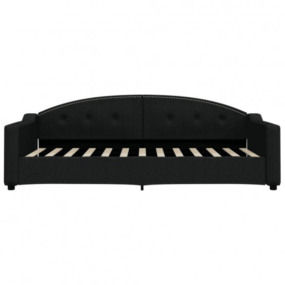 Lit de jour avec matelas noir 90x200 cm tissu