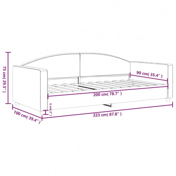 Lit de repos crème 90x200 cm tissu