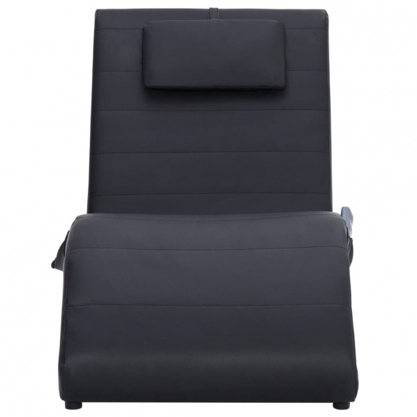 Chaise longue de massage avec oreiller Noir Similicuir