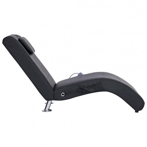 Chaise longue de massage avec oreiller Noir Similicuir