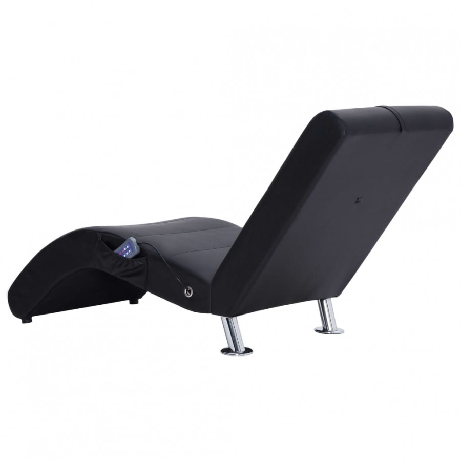 Chaise longue de massage avec oreiller Noir Similicuir Chaise longue de massage avec oreiller Noir Similicuir