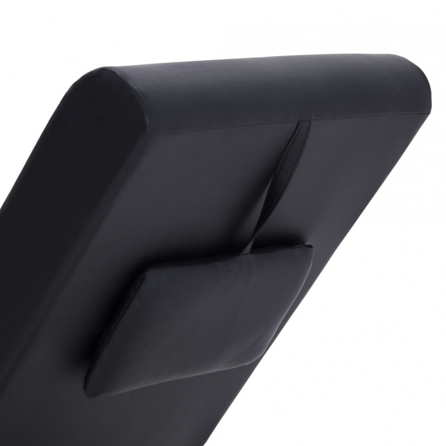 Chaise longue de massage avec oreiller Noir Similicuir Chaise longue de massage avec oreiller Noir Similicuir