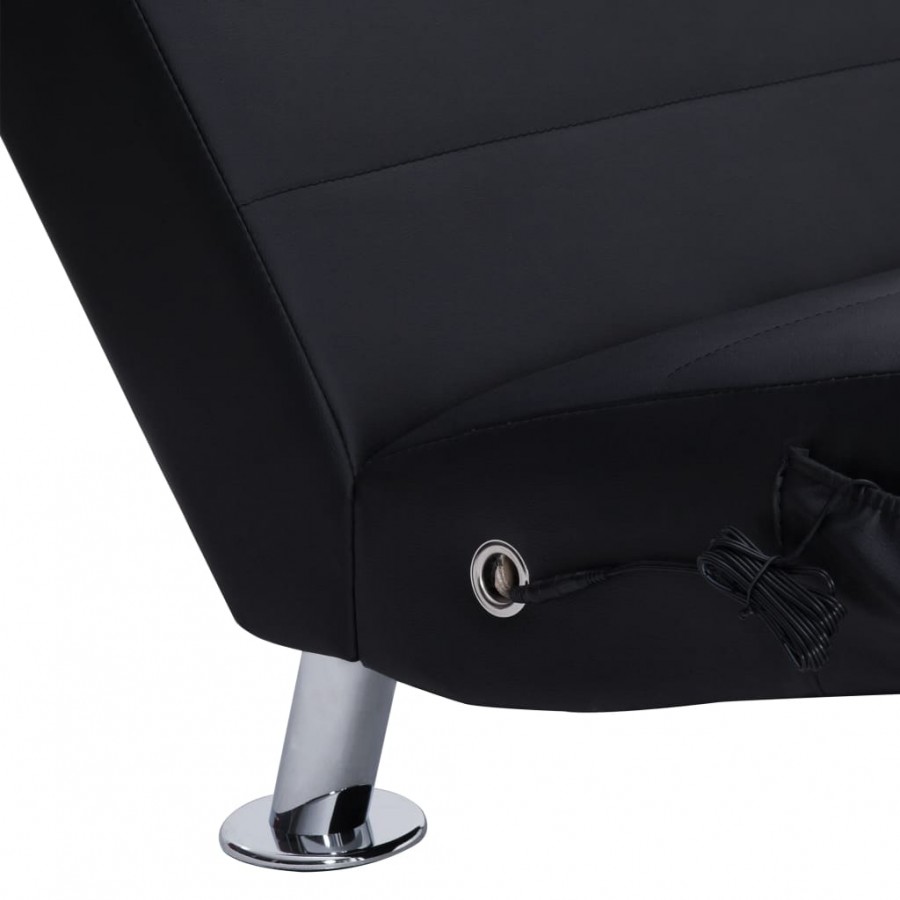 Chaise longue de massage avec oreiller Noir Similicuir Chaise longue de massage avec oreiller Noir Similicuir