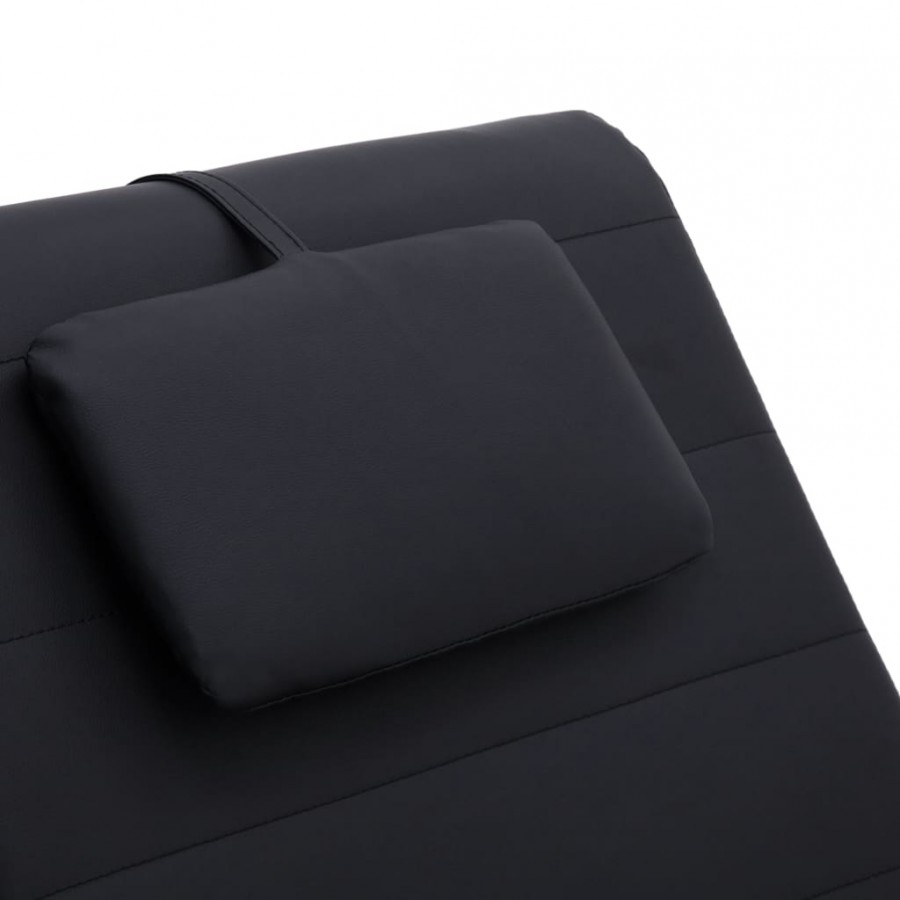 Chaise longue de massage avec oreiller Noir Similicuir Chaise longue de massage avec oreiller Noir Similicuir