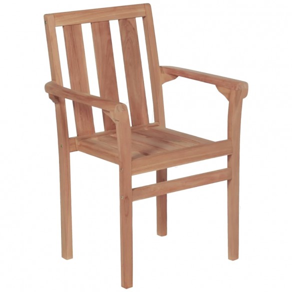 Chaises de jardin empilables 2 pcs Bois de teck solide