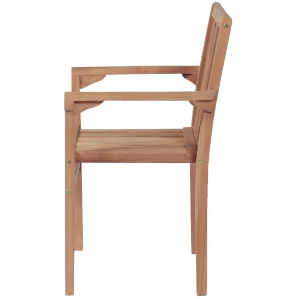 Chaises de jardin empilables 2 pcs Bois de teck solide