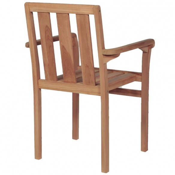 Chaises de jardin empilables 2 pcs Bois de teck solide