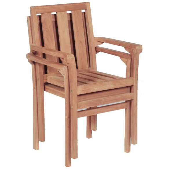 Chaises de jardin empilables 2 pcs Bois de teck solide