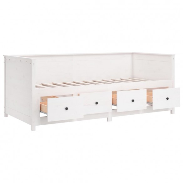 Lit de jour Blanc 75x190 cm Bois de pin massif