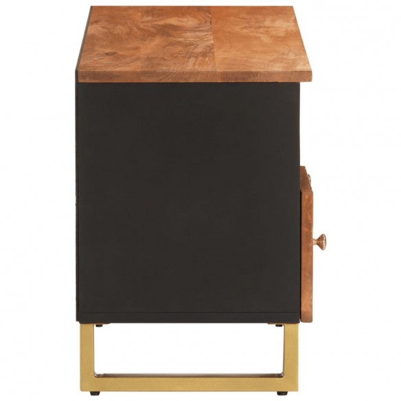 Meuble TV marron et noir 100x33,5x46 cm bois massif de manguier