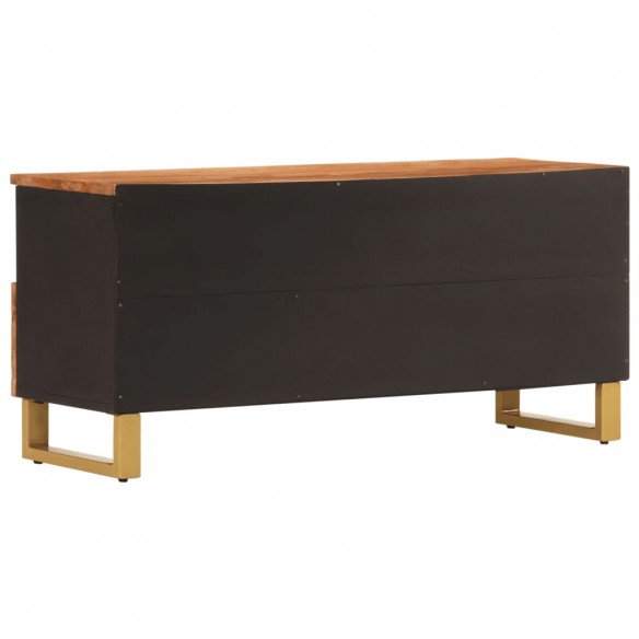 Meuble TV marron et noir 100x33,5x46 cm bois massif de manguier