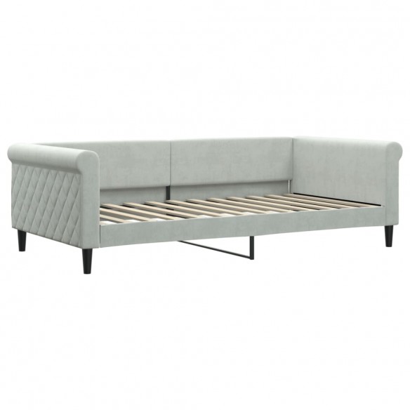 Lit de repos gris clair 100x200 cm velours