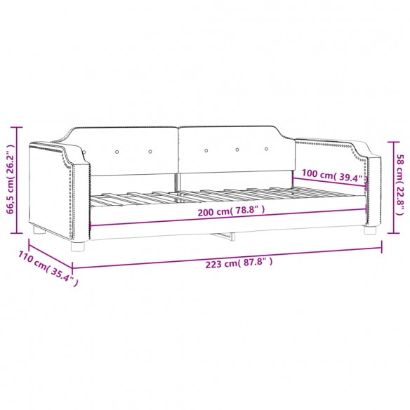 Lit de repos gris foncé 100x200 cm tissu