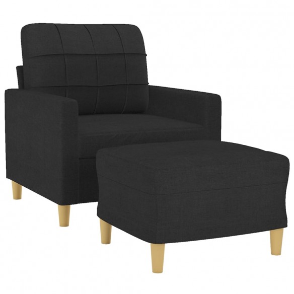 Fauteuil avec repose-pied Noir 60 cm Tissu