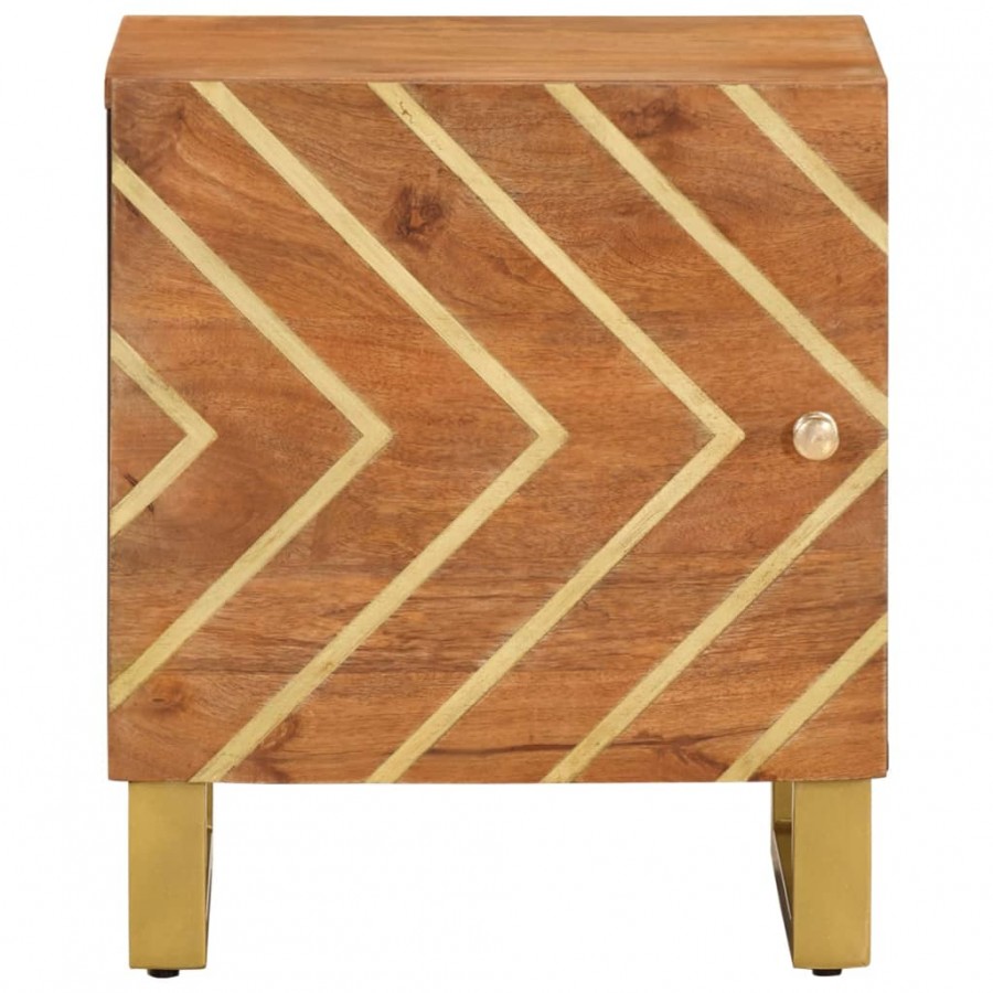 Table de chevet marron et noir bois de manguier solide