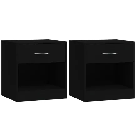 Tables de chevet 2 pcs avec tiroir Noir 2