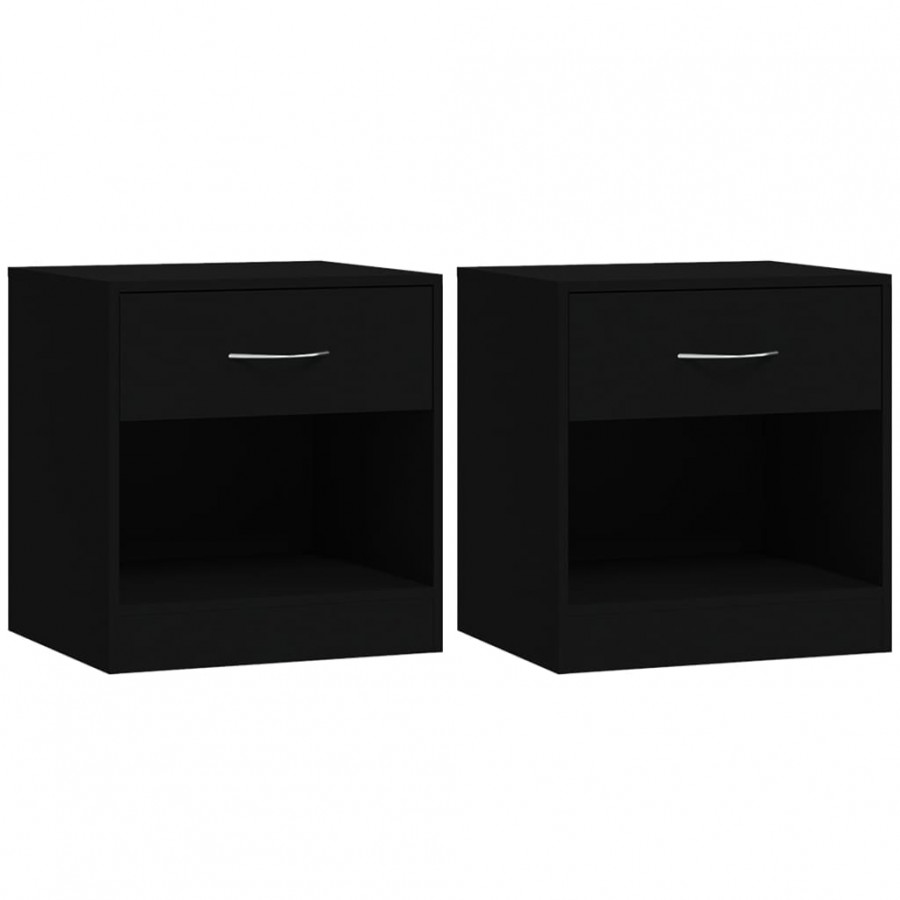Tables de chevet 2 pcs avec tiroir Noir