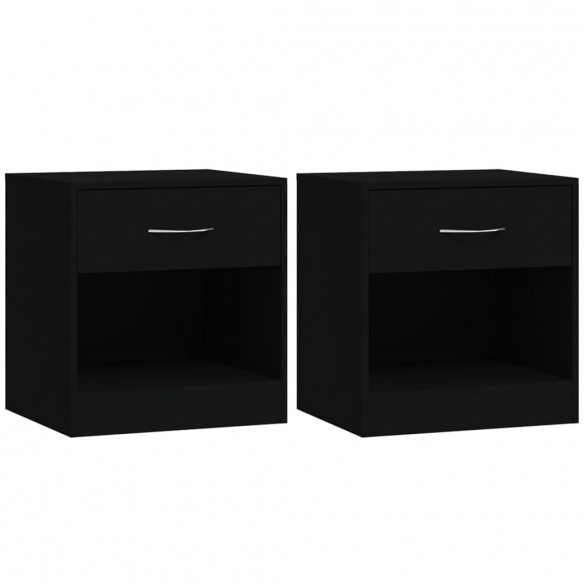 Tables de chevet 2 pcs avec tiroir Noir