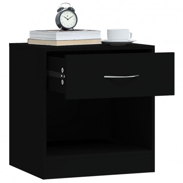 Tables de chevet 2 pcs avec tiroir Noir