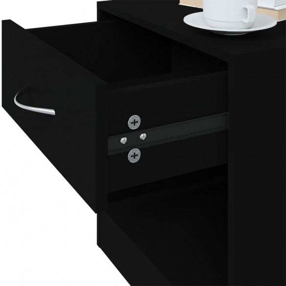 Tables de chevet 2 pcs avec tiroir Noir