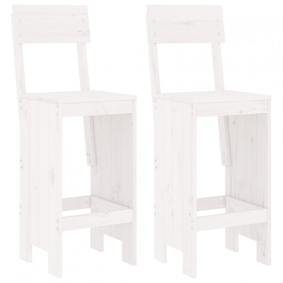 Tabourets de bar 2 pcs blanc 40x48,5x115,5cm bois massif de pin