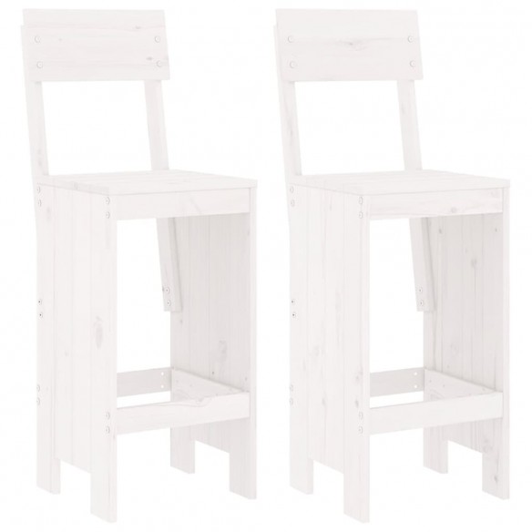 Tabourets de bar 2 pcs blanc 40x48,5x115,5cm bois massif de pin