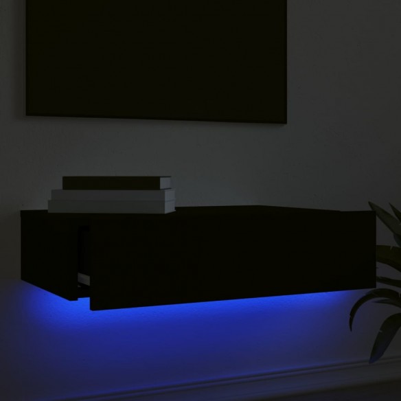 Meuble TV avec éclairage LED noir 60x35x15,5 cm