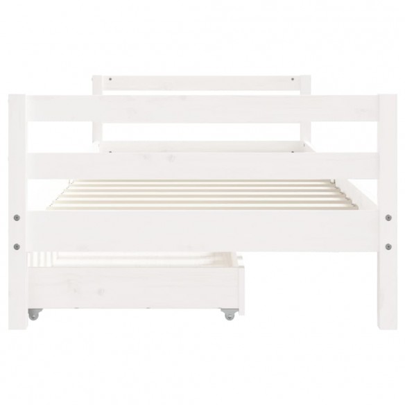 Cadre de lit enfant tiroirs blanc 80x200 cm bois de pin massif