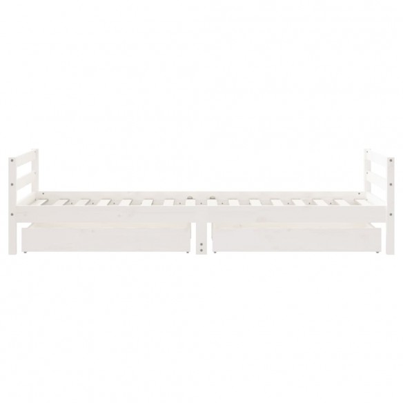 Cadre de lit enfant tiroirs blanc 80x200 cm bois de pin massif