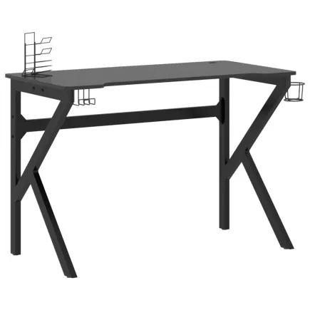 Bureau de jeu avec pieds en forme de K Noir 110x60x75 cm 2