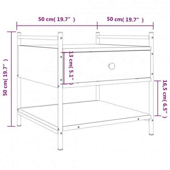 Table basse sonoma gris 50x50x50 cm bois d'ingénierie