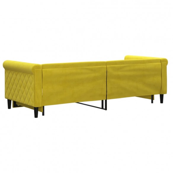 Lit de jour avec lit gigogne jaune 80x200 cm velours