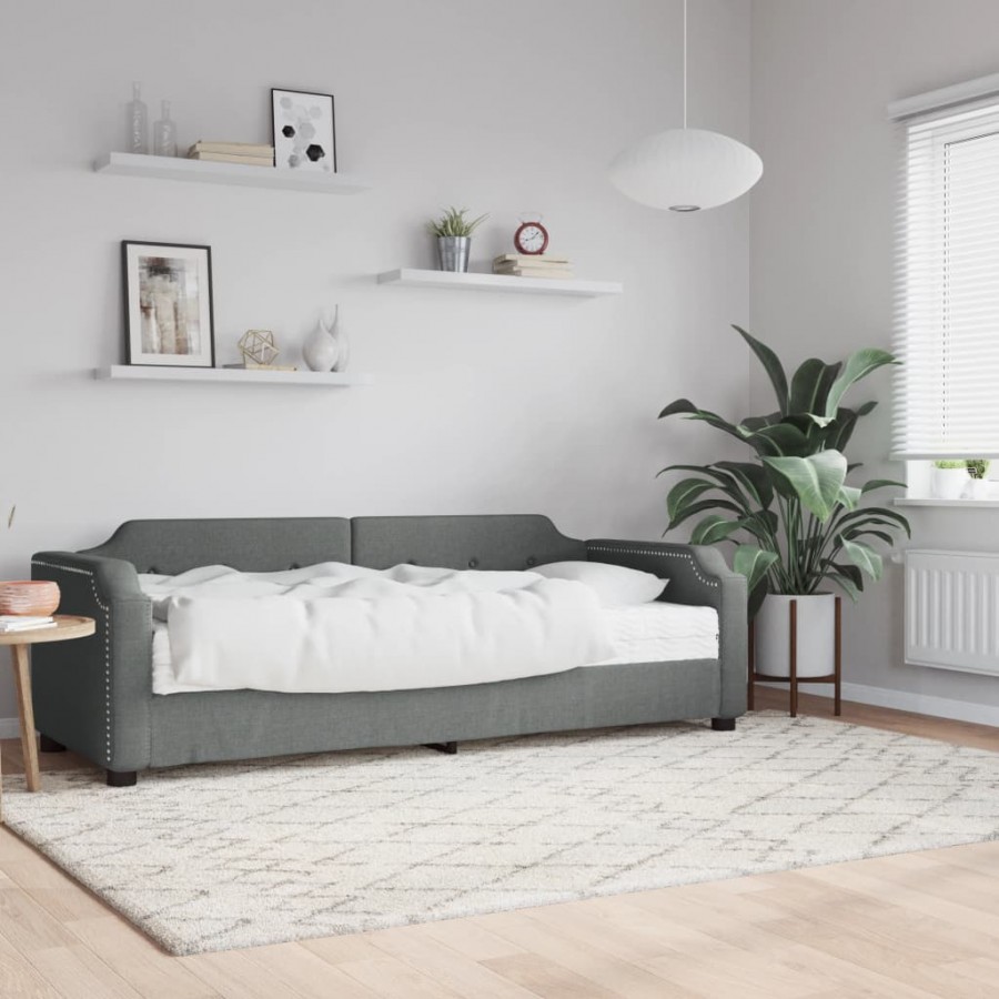 Lit de jour avec matelas gris foncé 80x200 cm tissu