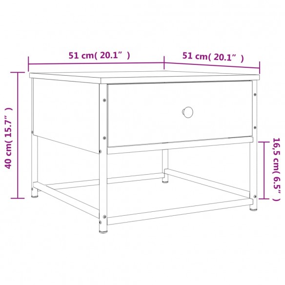 Table basse noir 51x51x40 cm bois d'ingénierie