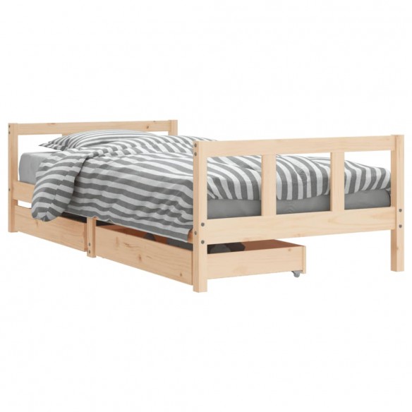 Cadre de lit d'enfants et tiroirs 90x190 cm bois de pin massif