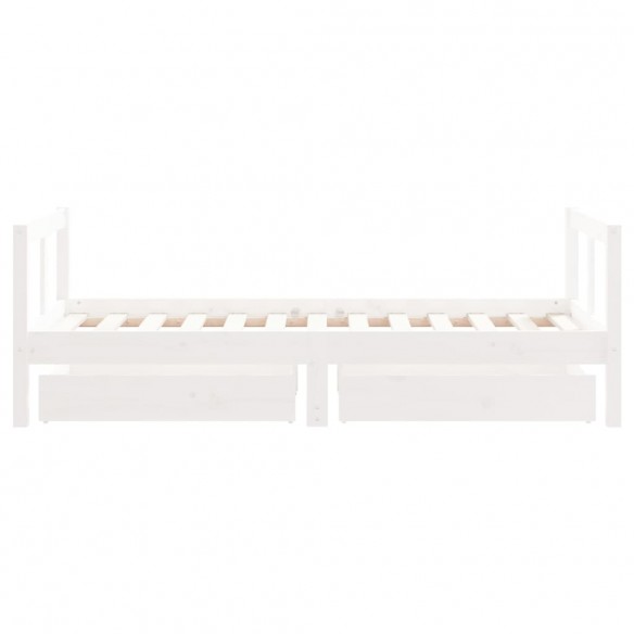 Cadre de lit pour enfant tiroirs blanc 80x160cm bois pin massif