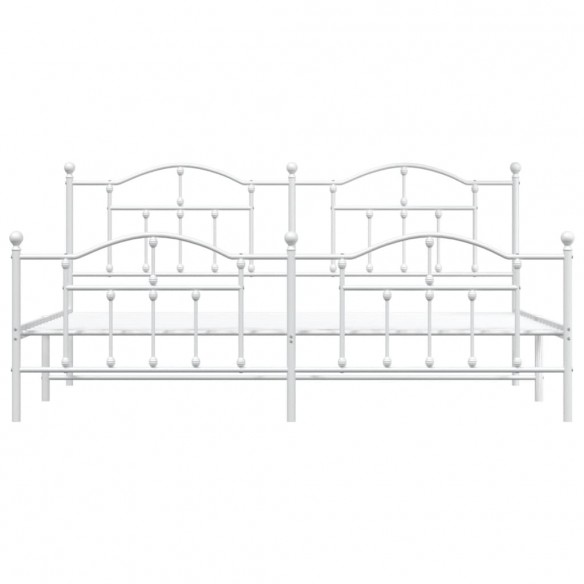 Cadre de lit métal avec tête de lit/pied de lit blanc 200x200cm
